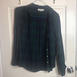 Green blue plaid flannel long sleeve